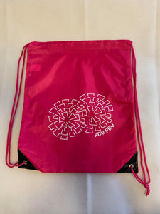 Pink Pom Pom Drawstring Bag