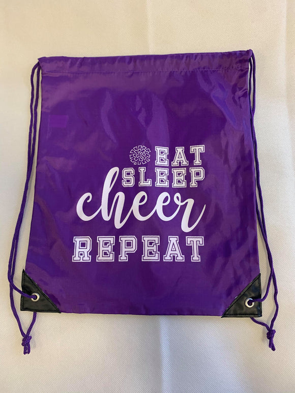Purple Drawstring Bag - Eat Sleep Cheer